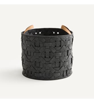 Panier tressé, en feutrine, hauteur 35,5 cm - AM.PM - Gris anthracite
