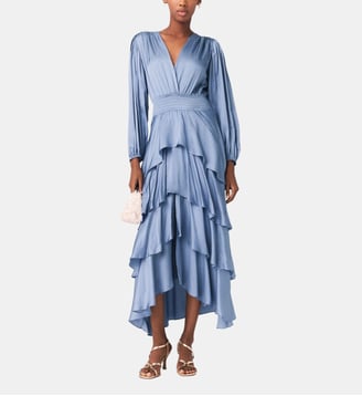 Robe longue à volants - Maje - Bleu gris