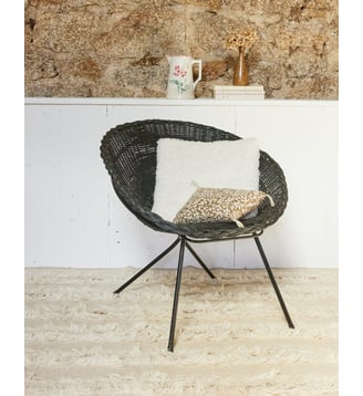 Fauteuil en osier Jakob N°1287- Produit chiné - Debongout - Noir