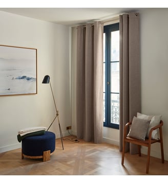 Rideau À Oeillets Tamisant Chenille effet granité - Madura - Beige granité