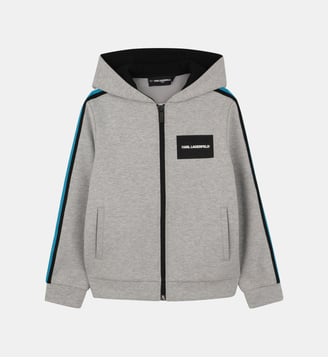 Sweat zippé à capuche - Karl Lagerfeld Kids - Gris clair chiné