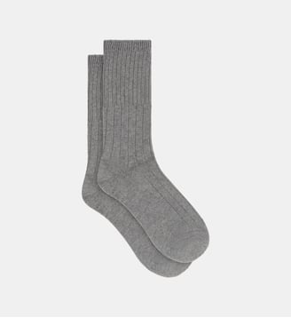 Chaussettes mi-hautes côtelées Cachemire - Dim - Gris
