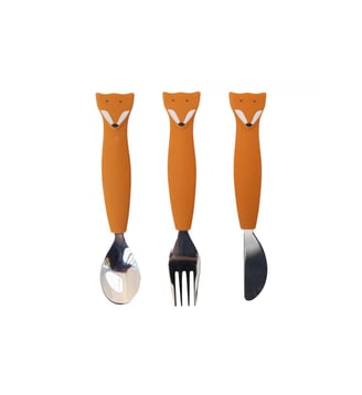 Couverts 3 pièces en silicone - Mr. Fox - Trixie - Orange