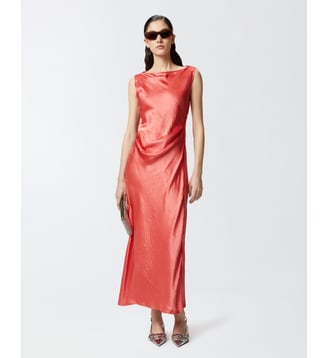 Robe en satin avec lien sur le côté - Pinko - Corail ensoleillé