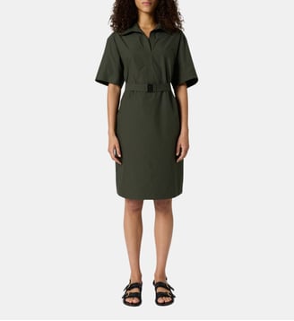 Robe à col chemise en coton - RIZLENE - Gerard Darel - Vert kaki