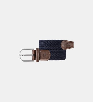 Ceinture tressée élastique unie - Billybelt - Bleu marine