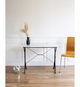 Table bistrot en marbre Denise N°16- Produit chiné - Debongout - Blanc et noir