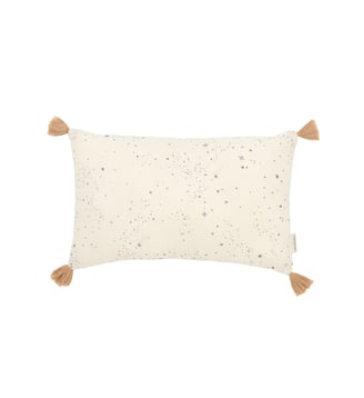 Coussin rectangulaire avec pompons en double gaze de coton lavé Wabi-Sabi Nobodinoz