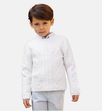 Pull -  laine maille tricot tréssée - Tartine Et Chocolat - Écru