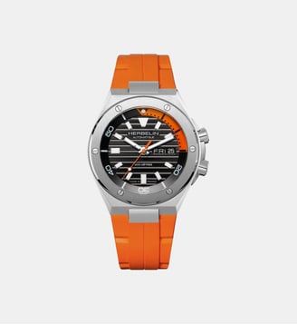 Montre automatique Cap camarat Noir, Orange 1745A14CMD - Herbelin - Argenté