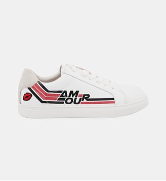 Baskets En Cuir Simone Retro Amour - Bons Baisers - Blanc