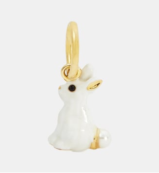 Pendentif lapin blanc et perle, Clairvoyance et Réconfort - Les Néréides - Blanc