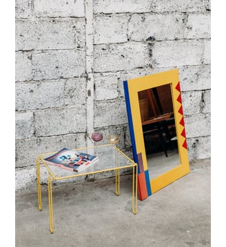 Miroir Memphis Igor N°162- Produit chiné - Debongout - Jaune