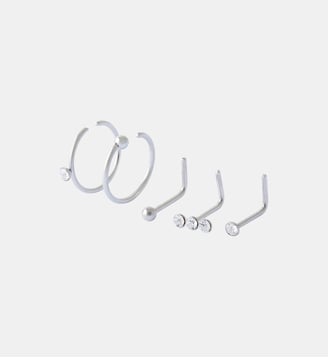 Set de 5 piercings nez studs et anneaux acier inoxydable - Balaboosté - Argenté
