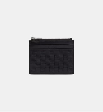 Porte-cartes zippé en cuir tressé - Sandro - Noir