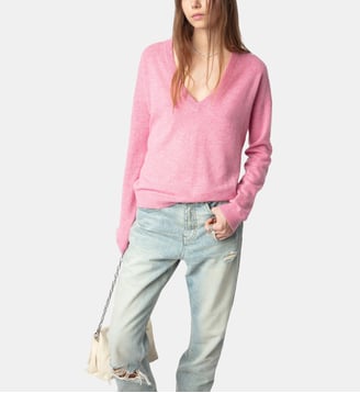 Pull Vivi Patch 100% Cachemire - Zadig&Voltaire - Rose phlox