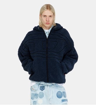 Veste à capuche en peluche - Diesel - Bleu foncé