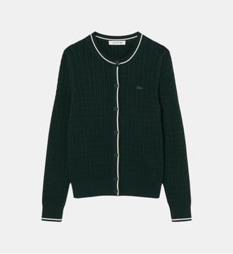 Cardigan maille torsadée rayures Lacoste