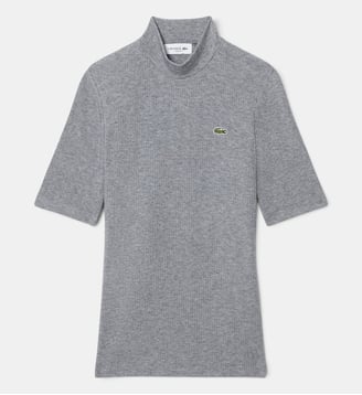 T-shirt col montant maille côtelée laine slim fit Lacoste