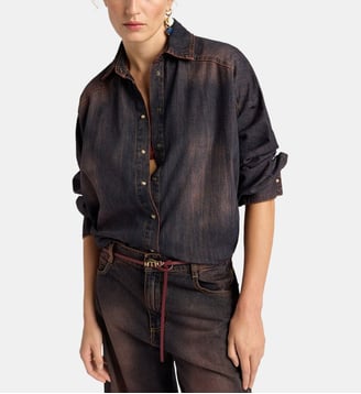 Chemisier samuel en denim stonewash surteint 6 oz - Momonì - Violet