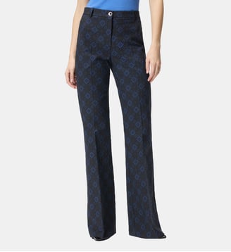 Pantalon à motif géométrique et floral - Pinko - Noir et bleu