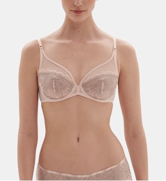 Soutien-gorge avec armatures Singulière dentelle et tulle - Simone Pérèle - Rose pâle
