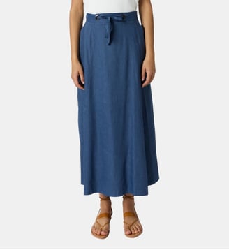 Jupe mi-longue en lin mélangé - JIHANE - Gerard Darel - Indigo