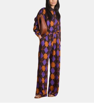 Pantalon large à imprimé - La Fée Maraboutée - Tandoori et violet