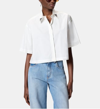 Chemise cropped avec détails métalliques - Pinko - Blanc et blanche neige