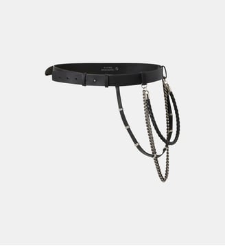Ceinture en cuir de 3 cm avec chaînettes et lanières - Pinko - Multicolore