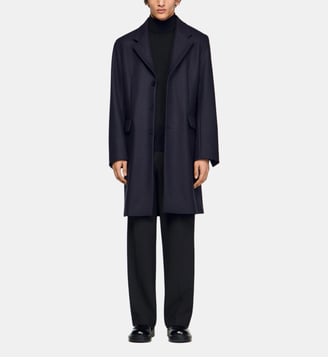 Manteau en laine et cachemire - Sandro - Marine