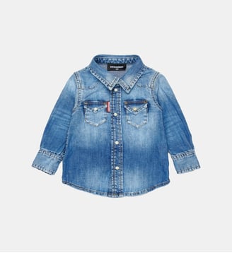 Chemise en denim avec logo - Dsquared2 - Denim bleu