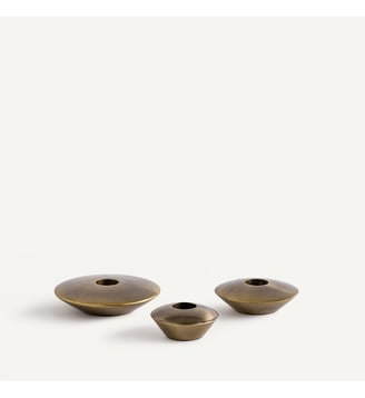 Lot de 3 bougeoirs en laiton vieilli - AM.PM - Laiton vieilli