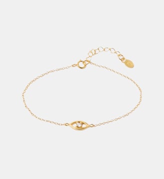 Bracelet chaine fine œil avec zircon - argent garanti 925 - Balaboosté - Doré