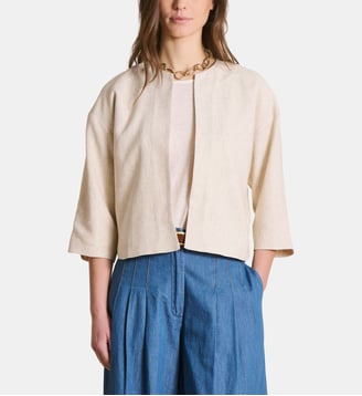 Veste courte irisée manches 3/4 - La Fée Maraboutée - Greige