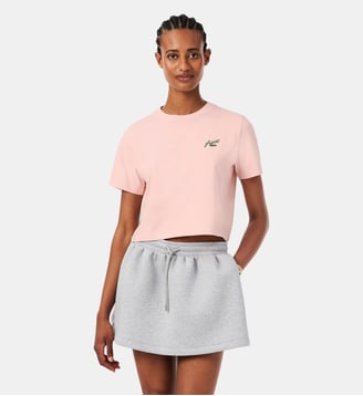 T-shirt coton avec badge relaxed fit - Lacoste - Rose pâle