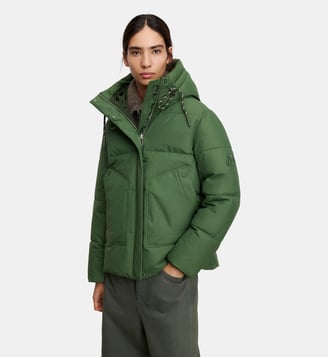 Manteau court matelassé à capuche réglable - Adolfo Dominguez - Mélange de verts et glace