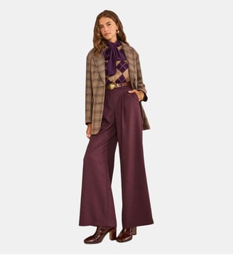 Pantalon Taille Haute À Jambes Larges Flaubert - Maison 123 - Violet