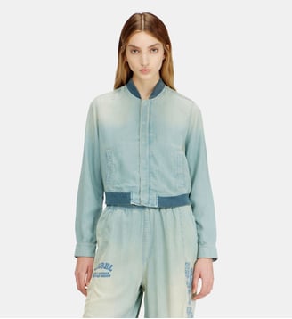 Chemise bomber en denim fluide à effet sali - Diesel - Bleu clair