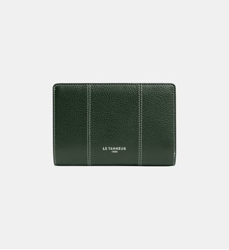 Portefeuille moyen modèle Marguerite en cuir grainé - Le Tanneur - Vert malachite