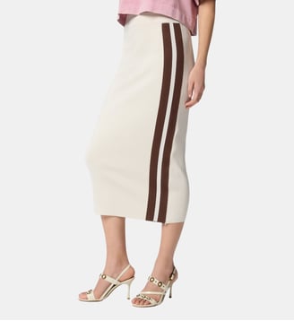 Jupe midi ajustée avec bandes contrastantes Pinko