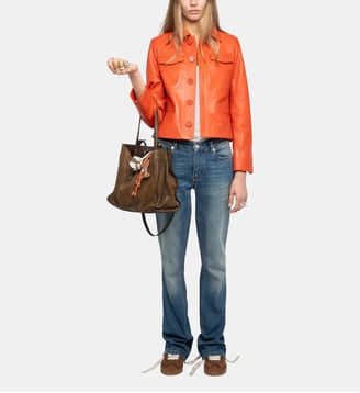 Blouson Liam 100% Cuir - Zadig&Voltaire - Orange tangerine