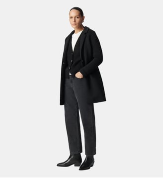 Manteau mi-long en néoprène capuche amovible - Ikks - Noir