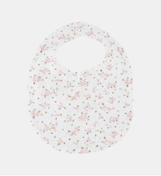 Bavoir - Ivoire coton imprimé fleuri - Tartine Et Chocolat - Rose