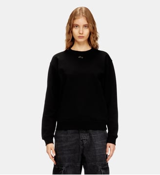 Sweat-shirt en coton avec broderie Oval D - Diesel - Noir