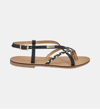 Sandales plates entre-doigt en cuir CHOU - Les Tropeziennes par M. Belarbi - Noir