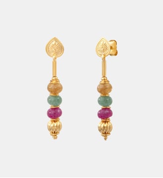 Boucles d'oreilles tiges percées   doré à l'or fin - Avola - Satellite - Multicolore