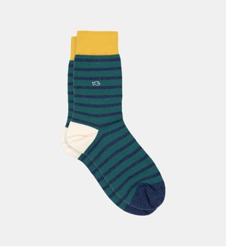 Chaussettes en coton peigné à rayures larges - Billybelt - Vert et bleu