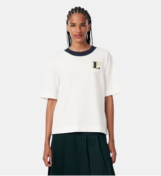 T-shirt jersey broderie oversize - Lacoste - Blanc