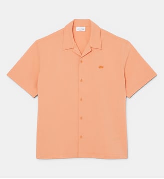 Chemise relaxed fit seersucker - Lacoste - Orange et rose pale